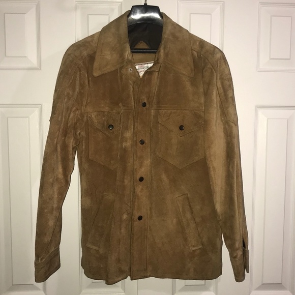 McGregor Other - Vintage 70s McGregor Tan Suede Leather Snap-Button Trucker Jacket Men’s 38/M